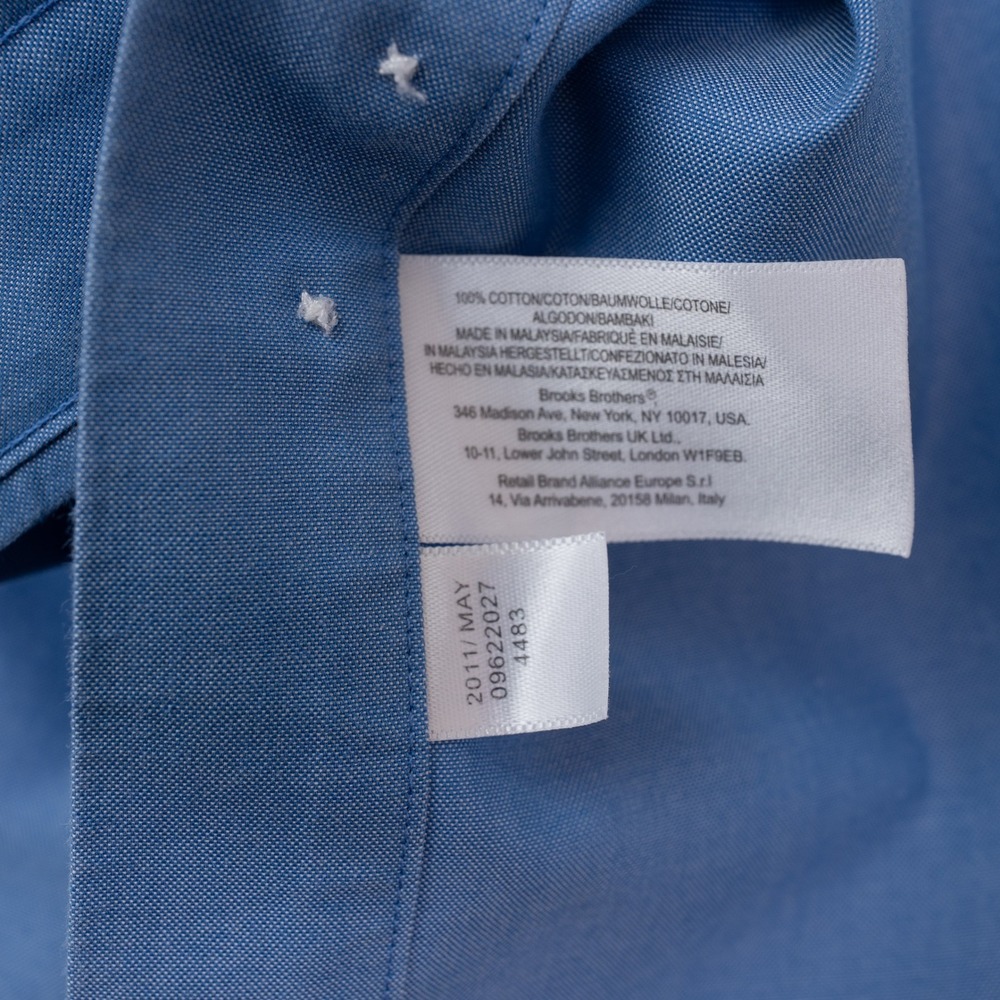 Brooks Brothers Button Up Shirt Mens 16 Blue Excellent Non-Iron Cotton Long Slv - Picture 8 of 9